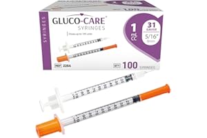 GLUCO-CARE 1 ml/cc Syringes 31G x 5/16’’ (8mm), Orange Cap, 100/box