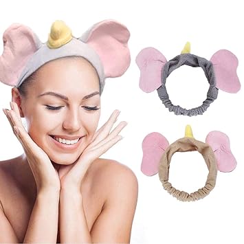 Amazon Com Avanlin Animal Ears Spa Headbands Grey Makeup Stretch Hair Bands Washing Face Spa Shower Yoga Head Wraps For Girls And Women Pack Of 2 Beauty