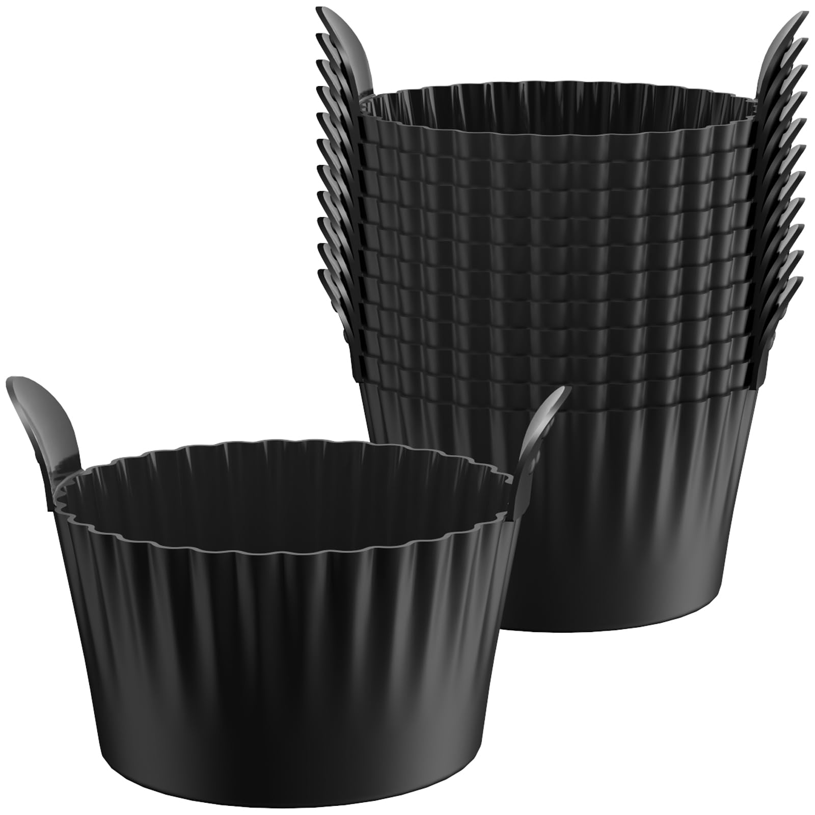 Bakecat Ramekins for Air Fryer, Air Fryer Egg Mould, Large Muffin Cases for Air Fryer (Pack of 12), Black.