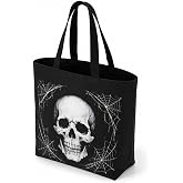PARTY TELLER Halloween Skull Tote Bag, Trick or Treat Bag for Parties | 14 Inch Foldable Reusable Tote with Halloween-Themed Prints for Candy Collecting, Trick-or-Treating and Seasonal Use