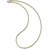 COOLSTEELANDBEYOND Mens Womens Stainless Steel Rope Chain Necklace, Silver Gold Two-tone, 24 inches