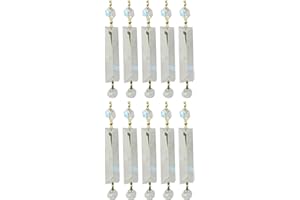 Royal Designs, Inc. CPC-1021-PB-1-10 Long Pyramid Cut K9 Crystal Chandelier Replacement Prisms with Hanging Beads and Extra Octagon Bead, Polished Brass, 10-Pack