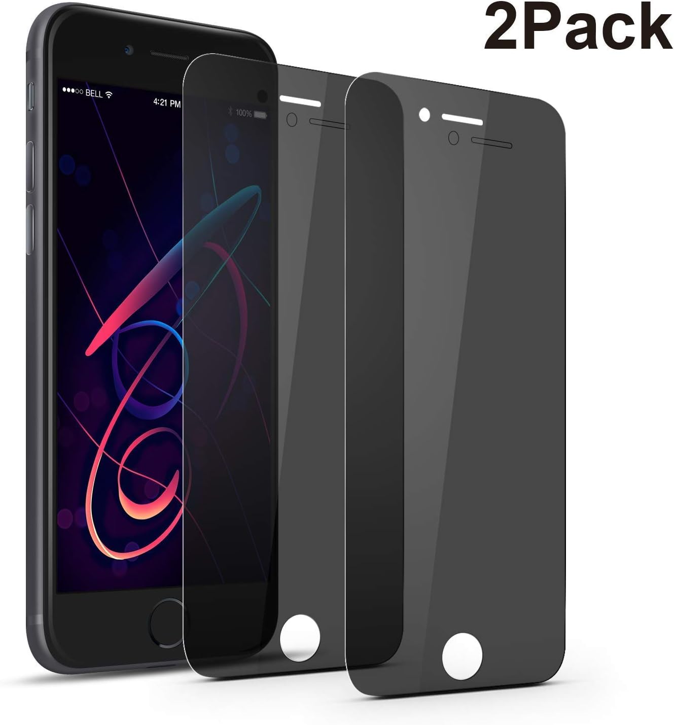 iPhone 7/8 Privacy Screen Protector, 2 Pack Anti-Spy Tempered Glass Screen Protector for Apple iPhone 7/8 (Black, 2Pack)