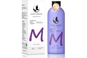 MAGIC ARMOR 8FL.OZ Acrylic Liquid Monomer Acrylic Nail Liquid Non-Yellowing Acrylic Liquid Professional EMA Monomer Liquid for Acrylic Nail Extension and Carving, DIY Home Nail Salon Use