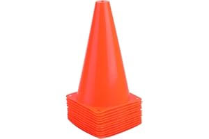 FRAGRAIM 9 Inch Plastic Training Traffic Cones, Sport Cones, Agility Field Marker Cones for Soccer Basketball Football Drills Training, Outdoor Activity or Events - (Set of 10, 12, 15 or 24, 4 Colors)