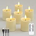 Zevanor Rechargeable Flameless LED Remote 2" x3" Tea Light Candles, Battery Operated Flickering Fake Plastic Ivory Cycle Timer 6 Pack Small Mini Votive Tealight Candles with Charging Cable