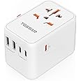 TESSAN Universal Travel Adapter Worldwide, GaN 65W International Plug Adaptor with 3 USB C 2 USB A Ports, World Power Outlet for European USA UK Australia Ireland(Type C/G/A/I)