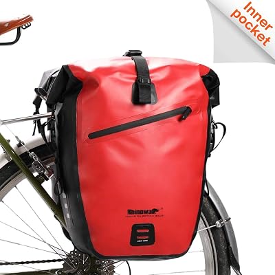 Rhinowalk 25L Waterproof Bike Pannier Bag Rear Rack Saddle Bag Red