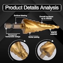 KATUR Step Drill Bit Two Large HSS Spiral Flutes