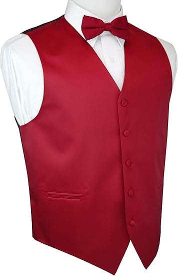 Amazon ブランドqイタリアデザイン メンズフォーマルタキシードベストとボウタイセット 赤 2 X L ベスト 通販