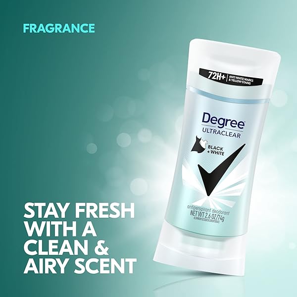 DEGREE MOTIONSENSE ULTRACLEAR BLACK+WHITE ANTIPERSPIRANT DEODORANT STICK, 2.6 OZ (PACK OF 12)