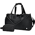 Ceneda 20" Gym Duffel Bag with Wet Pocket Shoes Compartment Portable Overnight Weekender Bag Travel bag Yoga Bag for Women (Black)