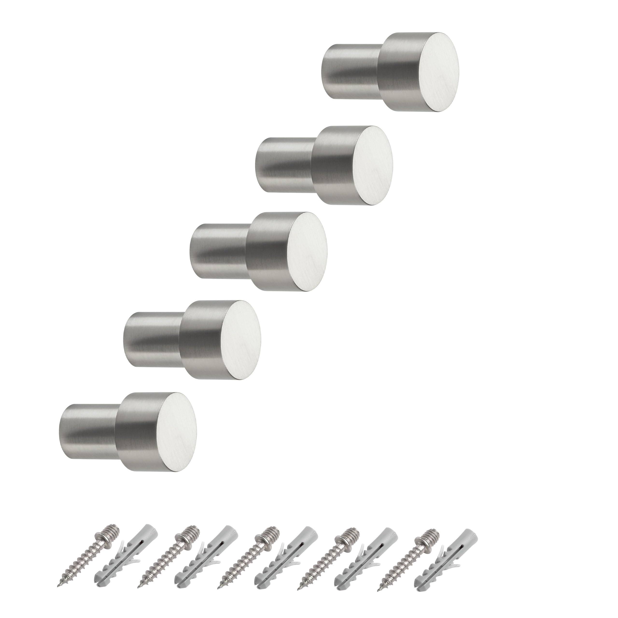 5 x SO-TECH® Clothes Hook TUULA I Real Stainless-Steel Massive 30 mm - Design Meets Functionality - Coat Hook Wall Hook