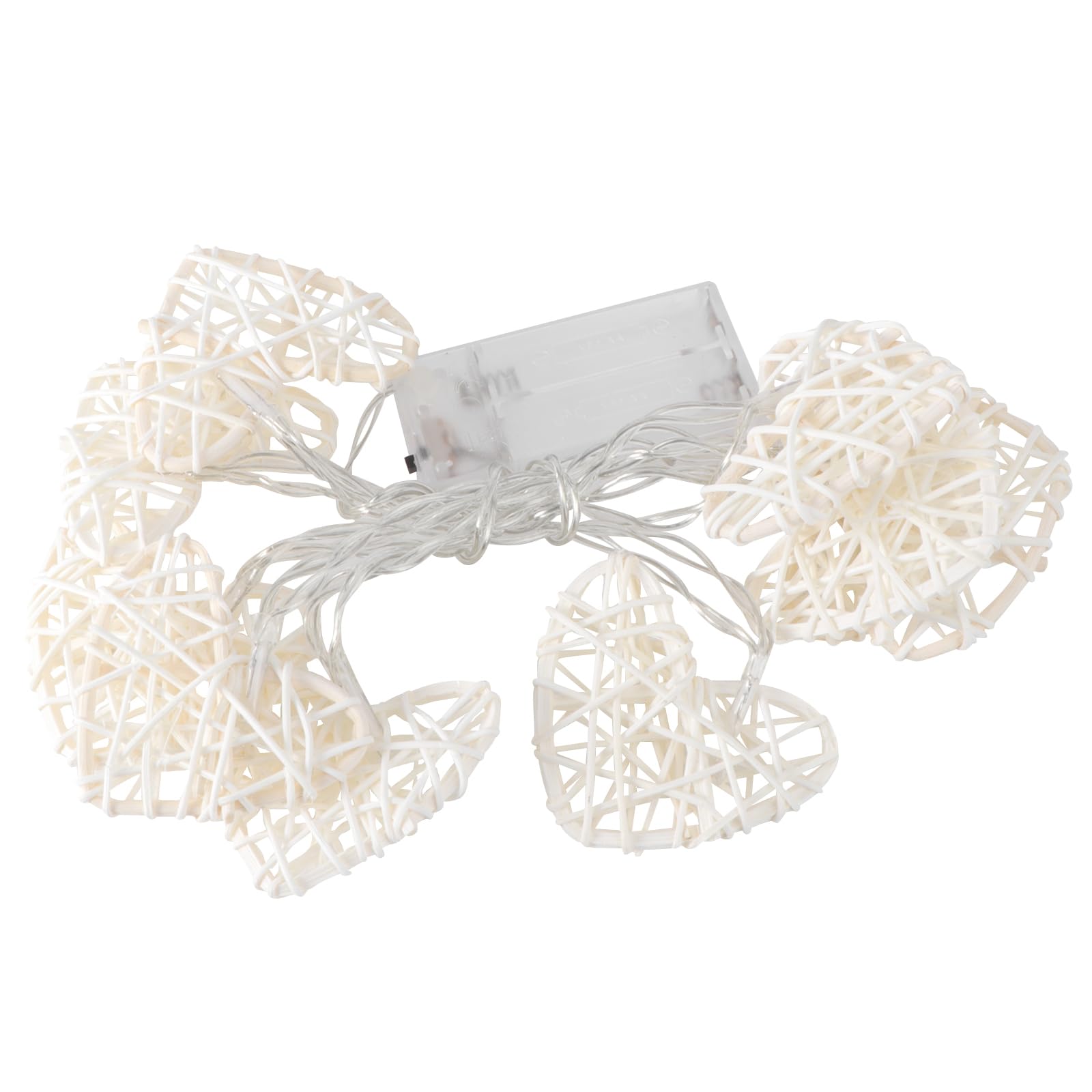Uonlytech Romantic Led Battery String Lights 10 Rattan Heart Shape Fairy Rope Lights 47In Decorative Lighting for Christmas Wedding Valentines Party Indoor Outdoor