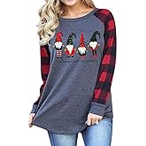 Women's Merry Christmas Shirts This is My Christmas Movie Watching Shirt Gnome Plaid Long Sleeve Raglan Baseball Tee Tops