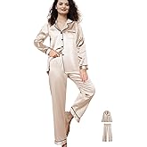 WJing Yi Jia 3Pcs Satin Pajama Sets For Women XS-3XL Womens Silk Pajamas Set Silky Sleepwear Nigtwear Loungewear Long Pj Set