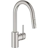 GROHE 31479DC1 Concetto Pull-Down Bar Kitchen Faucet with Sprayer. 1.75 GPM, Supersteel (Stainless Steel)