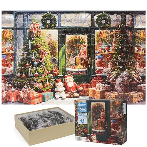 2024 Christmas Jigsaw Puzzles, Holiday Puzzles for Adults and Kids - 1000 Pieces Christmas Puzzles, Christmas Educational Games Gift for Elders Children Family and Friends (Christmas Shop)