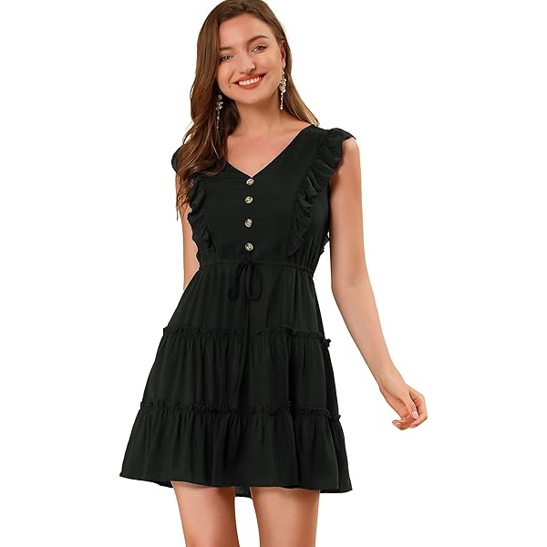 alice + olivia Women's Miranda Vegan Leather Tiered Mini Dress, Black, 10  at Amazon Women's Clothing store