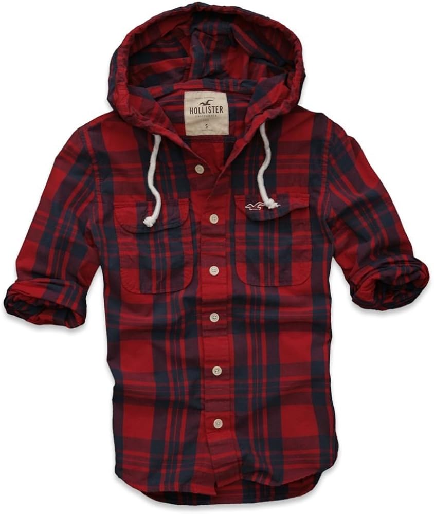 Hooded Flannel Shirt Hollister on Sale 