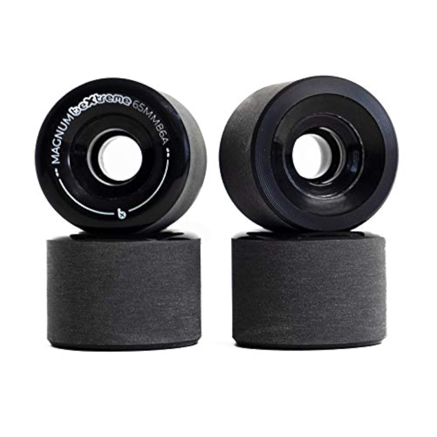 BEXTREME - Longboard Wheels 86A for Delapar Black Magnum Model 65 x 46 mm Millimeters Freeride Freestyle Round Lip Rugged Urethane Special High-Rebound. Low Weight Tricks Slide Skateboard Surfskate