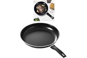 OEBUAFI Metal Nonstick Frying Pan, 12 Inch Round Flat Bottom Fry Pan Skillet with Portable Handle, Dishwasher Oven Safe, for 