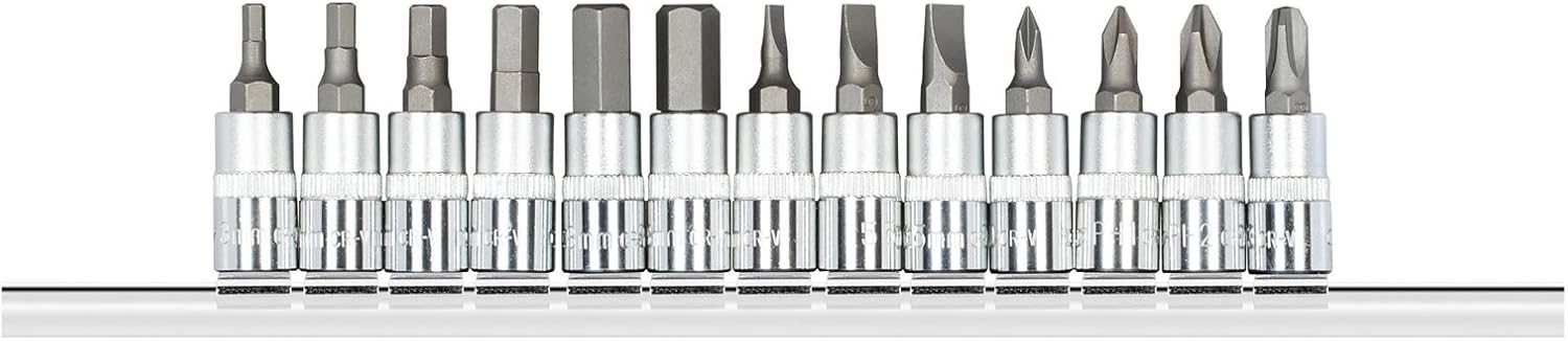 GEDORE Red Screwdriver Inserts 1/4 Inch Hexagonal Slotted PH on Plug-in Strip 13 Pieces, 1/4 Zoll