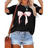 KLZELZS Womens Vintage Graphic Tee Shirt Summer Short Sleeve Loose Casual Basic Tee Tops Fit Shirts Oversized Baggy Shirts