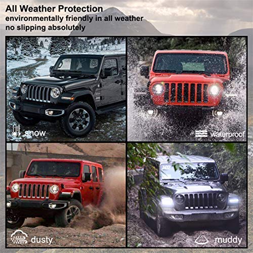 Unique Black Red TPE All-Weather Protector Slush Mat Front and Rear Row Heavy Duty Rubber Liner Set Vehicle Carpet Custom Floor Mats, for Jeep Wrangler JL 2018 2019 4-Door Floor Liners,Odorless