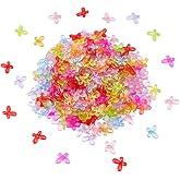 PONABEADIY 1 Box About 280Pcs Resin Butterfly Beads Acrylic Faceted Butterflies Charms Assorted Colorful Spring Animal Insect Wing Spacer Bead for Jewelry Making Earrings Necklace DIY Craft Supply