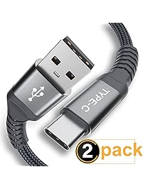 USB Type C Cable, AkoaDa (2 Pack 6.6ft) USB to USB C Cable Nylon Braided Fast Charger Cord for Samsung Galaxy S9 Note 9 8 S8 Plus,Google Pixel XL 2,LG G5 G6 G7 V20 V30,Moto Z Z2 Force (Grey).