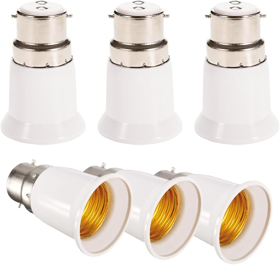 Newkeen 6-Pack Lamp Holder Converter Base, B22 to E27 Edison Screw LED Bulb Base Socket Converter Adaptor Fitting Extender Holder Energy Saving Lamp
