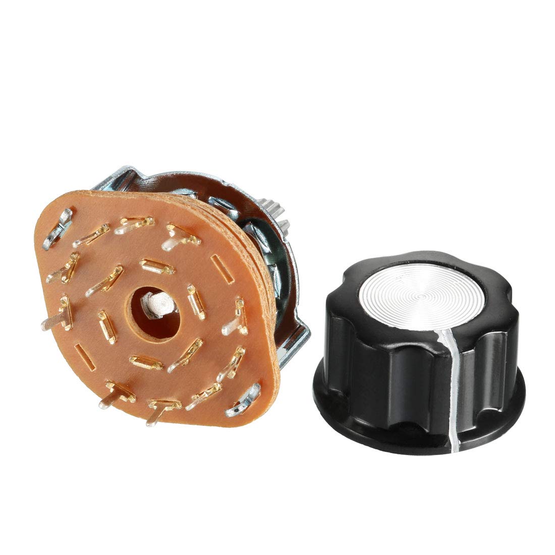 sourcing map 6mm 2P5T 2 Pole 5 Position Selectable Single Deck Band Channel Rotary Switch Selector with plastic knob - Image 5