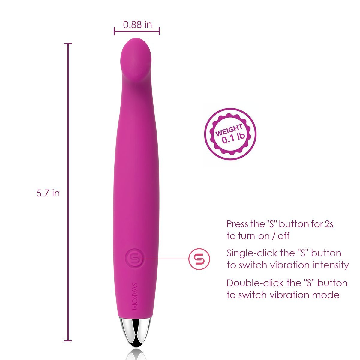 SVAKOM SARA Rechargeable G-Spot Vibrating Vibrator Powerful Vagina and Clitoris Stimulator Dildos Massager for Women or Couples (Purple)