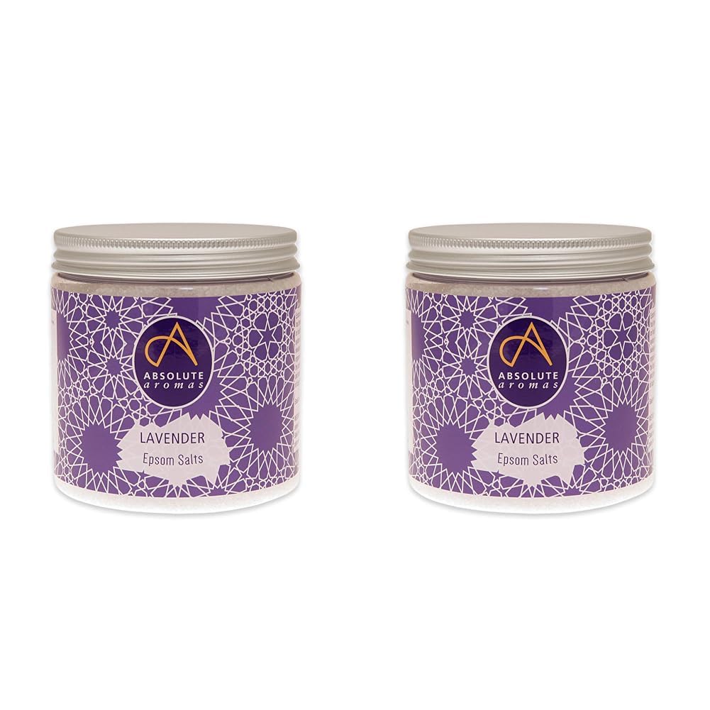 Absolute Aromas Lavender Infused Epsom Bath Salts 575g - Magnesium Sulphate - Relaxing Salts for The Bath - Soak and Relax Muscles and Feet (Pack of 2) — image 1