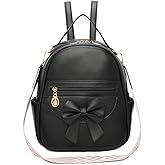 I IHAYNER Girls Mini Backpack Cute Bowknot Leather Backpack for Girls Designer Small Shoulder Bag Fashion Handbag for Women Pure Black