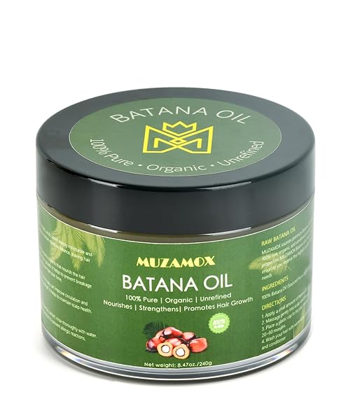 MUZAMOX BATANA OIL FOR HAIR GROWTH DR SEBI ORGANIC, 100% PURE, UNREFINED AND RAW BATANA OIL FROM HONDURAS, PROMOTES HAIR GROWTH FOR MEN & WOMEN, 8.43 OZ