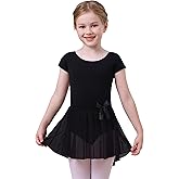 MdnMd Ballet Leotards with Skirt Toddler Girls Dance Ballerina Outfit Dresses Short Sleeve