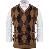 Paul Jones Men's Argyle Sweater Vest Knitted Casual V-Neck Pullover Vest