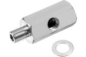 EUPHHONYCS Oil Pressure Sensor Tee Adapter, M10x1.0 Female to M10 x 1.0 Male with 1/8 NPT Side Port Stainless Steel Hose T Fittings for Turbo Oil Supply Line