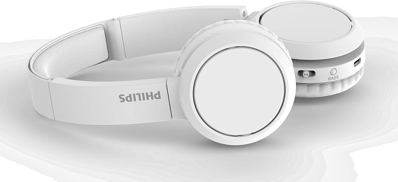 H4205WT/00 - Auriculares inalámbricos Bluetooth, On Ear Bass Boost, 29 Horas de autonomía, función de Carga rápida, Aislamiento acústico, diseño Plegable, 2020, Blanco (White)