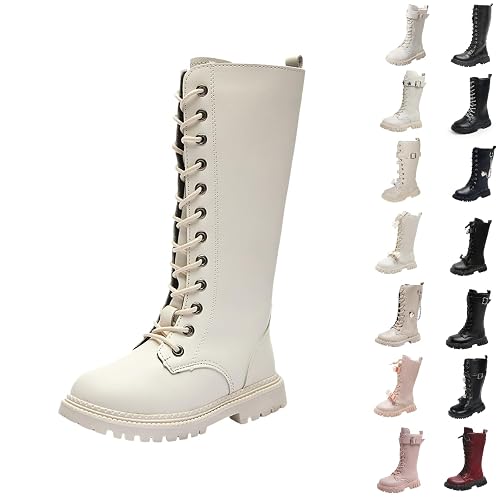Cowboy Boots,Girls Hunters Boots Mid-Calf Platform Low Heel Pu Leather School Shoes for Girls Cosplay Outfits Halloween Dress Up Shoes Cowboy Cowgirl Boot