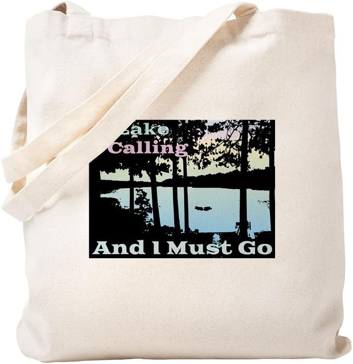 Cafepress The Lake Is Calling And I Must Go Natural Canvas Tote Bag Cloth Shopping Bag Amazon Co Uk Kitchen Home
