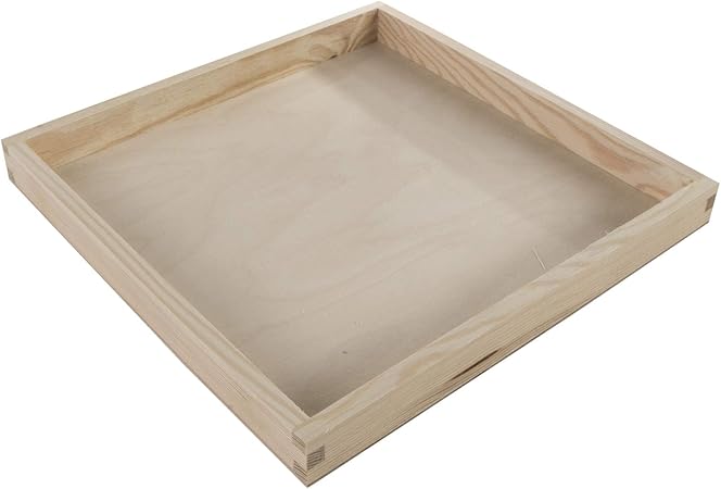 Bandeja de madera poco profunda, caja abierta, madera, 30 x 30 x 3 cm: Amazon.es: Hogar
