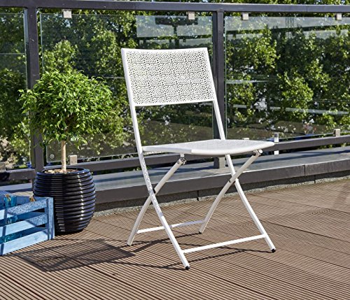 greemotion 126933 Klappstuhl Mykonos, Gartenstuhl aus pulverbeschichtetem Stahl, weiß – Bild 8