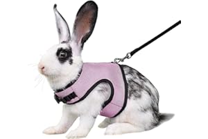 YOUALSO Pink Bunny Harness and Leash, Escape Proof Rabbit Harness and Leash Set, Cute Bunnies Vest Clothes Stuff Accessories - Suit for 2-3months Young Rabbit, 2-4months Ferret, 3-5months Guinea Pig, M