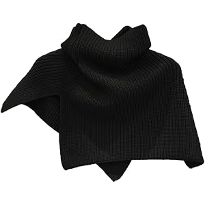 HELAIMAY Women Turtleneck Knitted Shawls and Wraps, Warm Soft Poncho Cloak Scarf, Short Style Sweater Pullover, 1 Piece