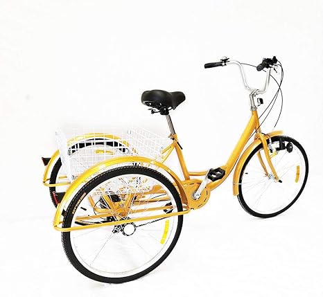 yellow adult tricycle
