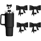 DJAIOD 4Pcs Black Straw Cover for Stanley, Straw Covers Cap, 10mm Silicone Straw Toppers for Tumblers, Bow Cup Accessories for Stanley 30&40Oz