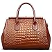 Jack&Chris Ladies Top Handle Tote Bag for Women Crocodile Embossed Purses and Handbags on Clearance, WBDZ024 (Brown)